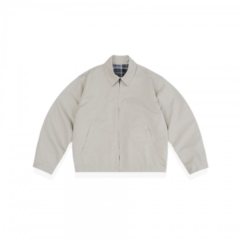Unisex Oversized Retro Harrington Jacket Double-Sided Wear Cotton Blend Fall Outerwear