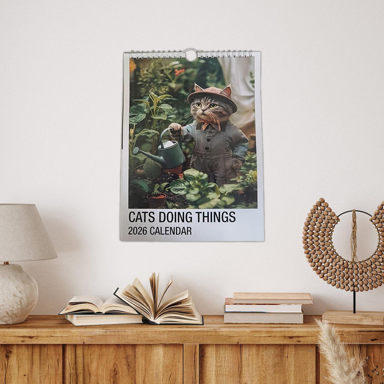 

2026 Cat Art Calendar Wall Calendar Daily Planning Calendar Business Kitten Pattern Suitable For Bedroom Living Room China Mainland