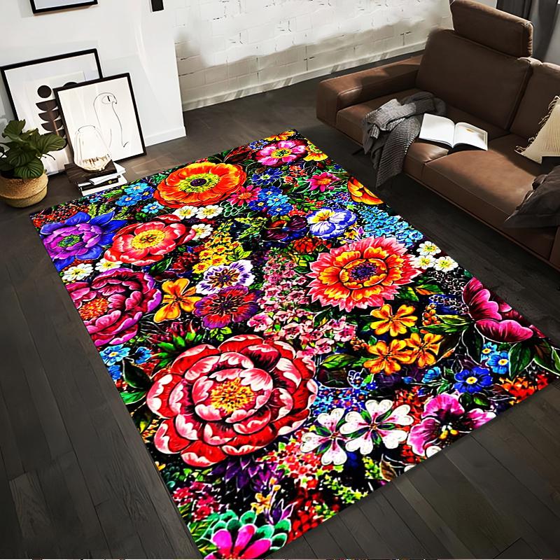 

Colorful Floral Pattern Carpet with Vibrant Decorative Flowers Design Suitable for use as an anti-slip for living room bedroom sofas 40x60cm( 15x23in )