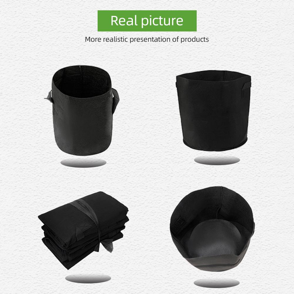 5-Pack Plant Grow Bags 5 Gallon Non Woven Fabric Breathable Garden Potato Mushroom Grow Bags Foldabl