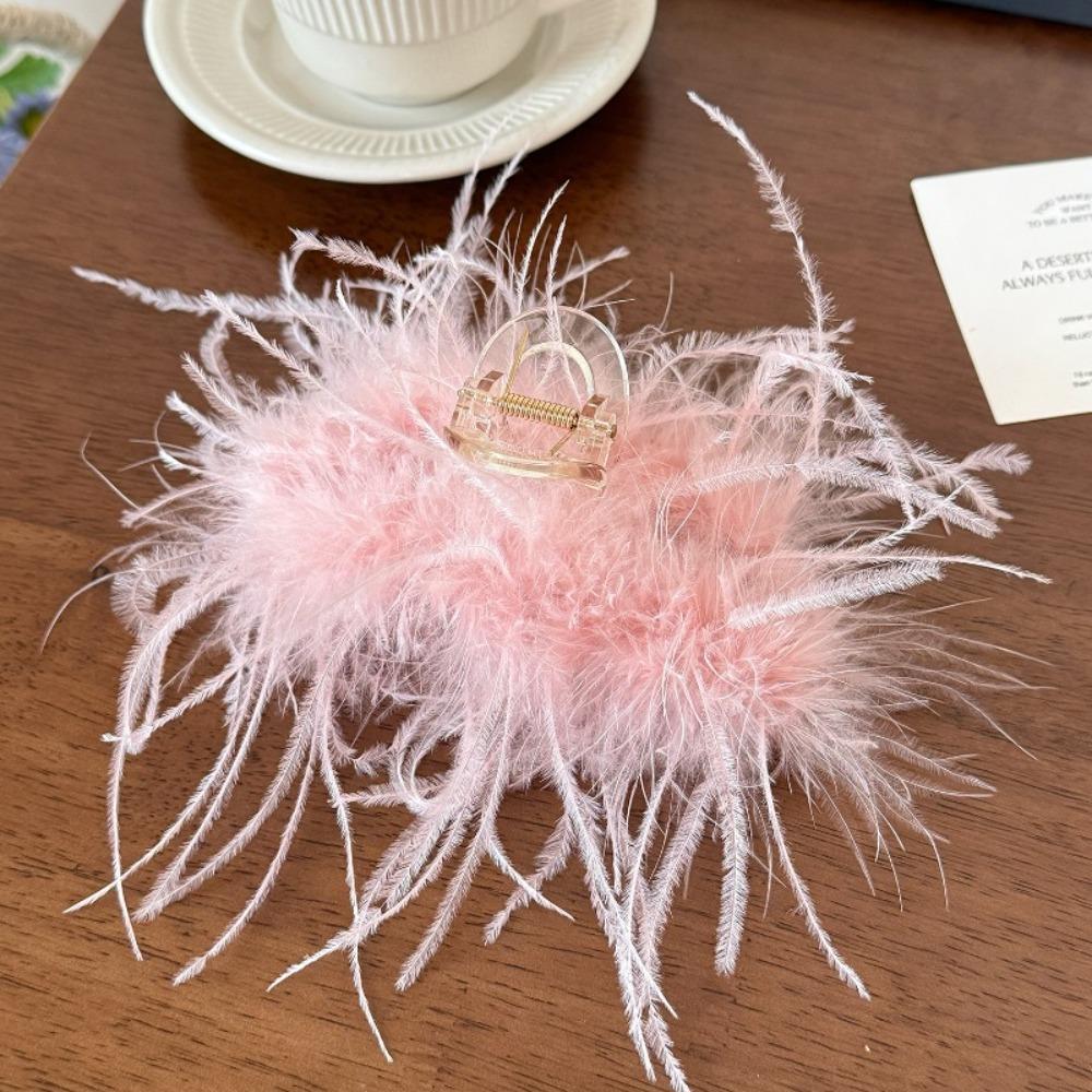 Autumn and Winter New Style Super Fairy Feather Catch Clip Large Hair Volume Large Back of The Head Shark Clip Pure Desire Wind Hair Clip Headdress