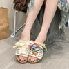 Fashion 2025 New Ladies Shoes Lace-up Women's Slippers Fashion Color Matching Outdoor Casual Summer Plus Size Best Seller Flat Slippers