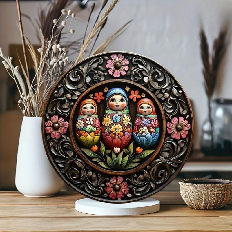 Hexenbesen Halloween Schild, Runde Aluminium Wandplakette 20x20cm