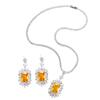 Groovy Topaz Clavicle Chain Slightly Studded With Diamond Necklace Earrings Two-Piece Set Citrine Pendant