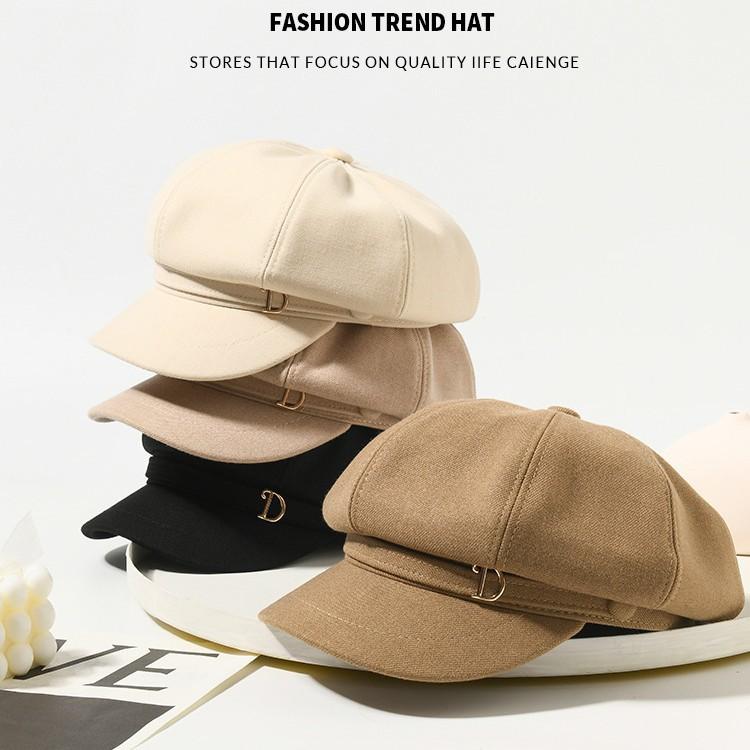 Autumn and winter hat women's literary and retro octagonal hat fashion versatile duck tongue beret painter hat