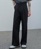 SIGNATURE Double-Pleat Wide Slacks [Black]