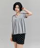 AWESOME STUDIO Kitsch Embroidered Shirred T-Shirt Melange Gray
