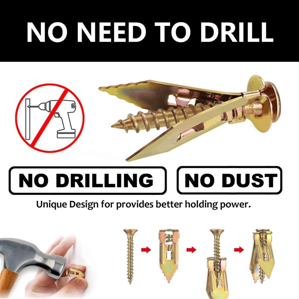 Self Drilling Anchors Screws, Self Drilling Drywall Anchors and Screws Kit for Wet and Fix Drywall Anchor Repair Tools for Fixing Garden Statue