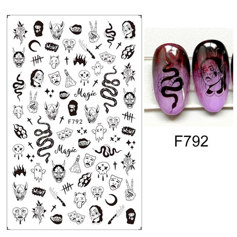 New Nail Art Stickers European and American Ghost Festival Dark Butterfly Bloodthirsty Rose Skull Zombie Nail Decal