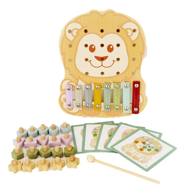 

Wooden Childrens Lion Panda Shaped Qin And Combination Disassembly Matching Toy For Early Learning Lion