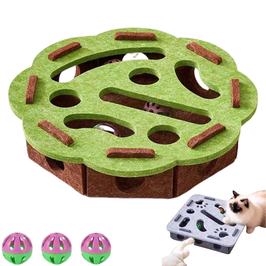 Nailfile Enrichment Box With Bell For Indoor sscratchingand Hunting Mental Felt Maze Box Scratchpuzzleenrichment Box