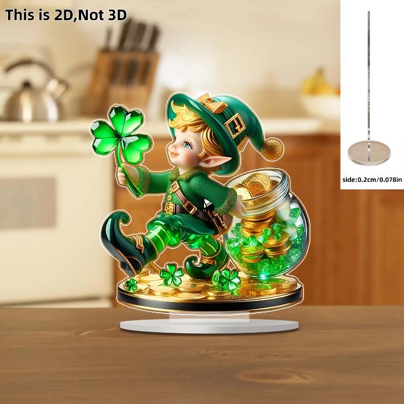 2D Flat Acrylic Crystal Figurine Desktop Decoration, St. Patrick's Day Gift, Suitable for Wall Decoration, Porch, Room, Villa, Accents Home, Hallway,