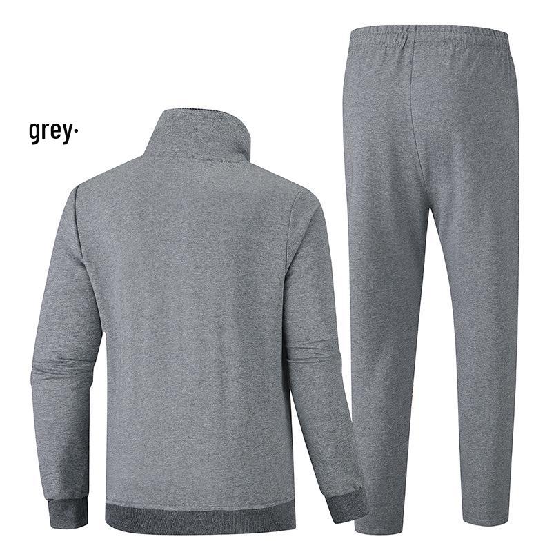 Men's Plus Size Cotton Stand Collar Cardigan Sportswear Set for Running - Autumn/Winter Edition.