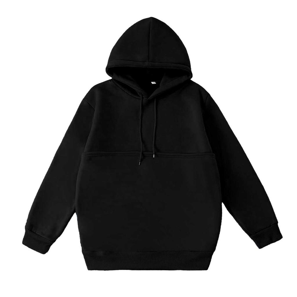 Kapuzenpullover für Damen mit großer Tasche Baumwollähnlicher Stoff Winter Lässiger Stil