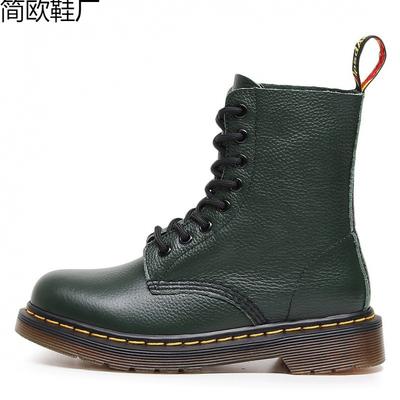 Lychee Pattern Tooling Boots Women's Head Layer Soft Cowhide Couple Short Boots British Leather Locomotive Boots