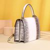 Crocodile Belly Pattern Women's Single-shoulder Crossbody Bag, Fashionable Women's Bag, Snake-head Women's Bag, White Leather Bag