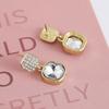 Square Zircon Crystal Rhinestone Drop Earring Punk European and American Exaggerated Metal Geometric Brincos Wedding Jewelry