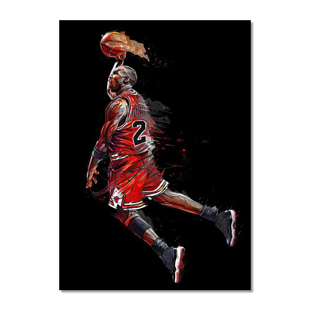 Basketball-Promi-Wandmalereien, Poster, Dunking-Wandmalereien, moderne Heimdekoration, Ölgemälde, Drucke