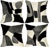 4 Stück Schwarz Grau Beige Abstrakte Kissenbezüge Geometrische Kunst Kissenhüllen für Wohnzimmer Schlafzimmer Sofa Heimdekoration