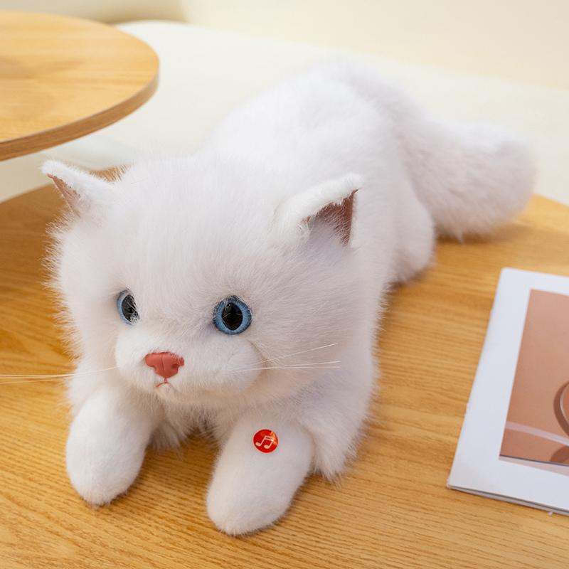 New Cute Simulation Lie prone Posture Cats Plush Toys Stuffed Soft Animal Cat Dolls for Children Baby Party Decor Birthday Gifts