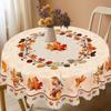 1 Piece Of Autumn Thanksgiving And Autumn Harvest Festival Themed Printed Tablecloth, Vintage Country Farmhouse Style, Maple Leaves, Bird Pattern Desi