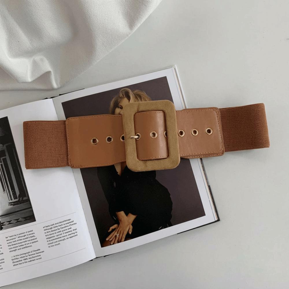 Fashion Elastic Luxurious Dress Waist Wide Belt Leather Strap Waist Belts