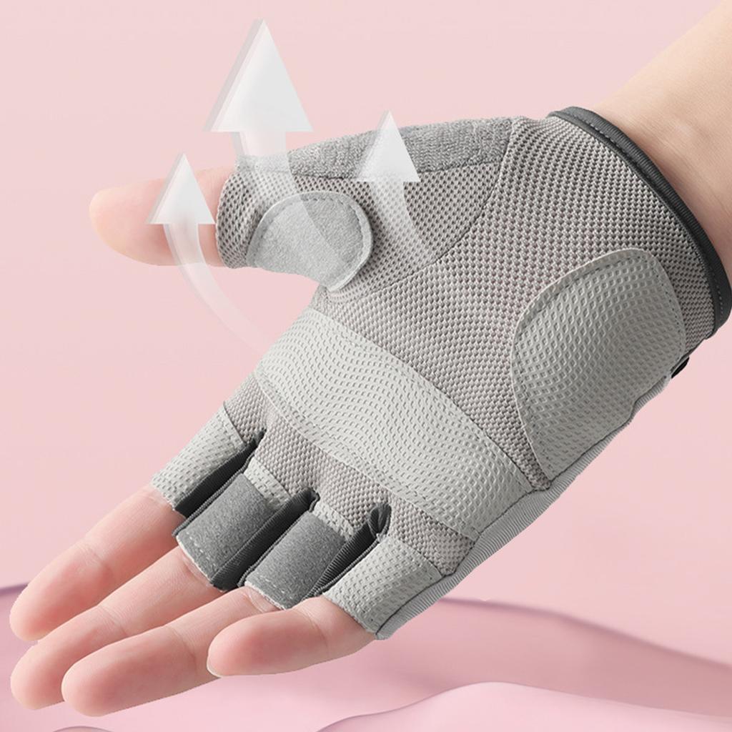 Half Finger Sports Gloves Polyester Unisex Anti Slip Breathable Sun Cycling Gloves for Workout Motorcycle Gym