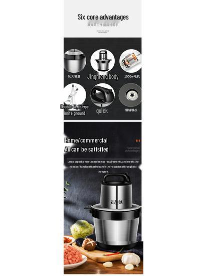 2025 Dual Fan Copper Motor Meat Grinder: 6L/10L High Power Commercial & Household Large Capacity