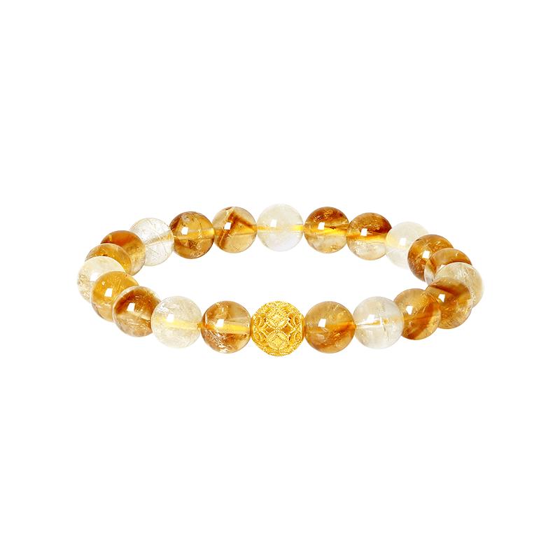 Chow Tai Seng Gold Inlaid Tiger Eye  Citrine Bracelet
