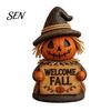 Small Thanksgiving Party Props Fall Scarecrow Figurine, Wooden Pumpkin Statue, Rustic Autumn Indoor Seasonal Accents Harvest Tabletop Decoration
