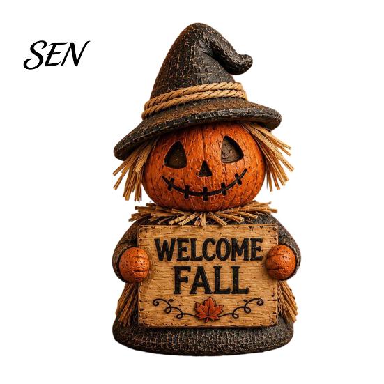 Small Thanksgiving Party Props Fall Scarecrow Figurine, Wooden Pumpkin Statue, Rustic Autumn Indoor Seasonal Accents Harvest Tabletop Decoration