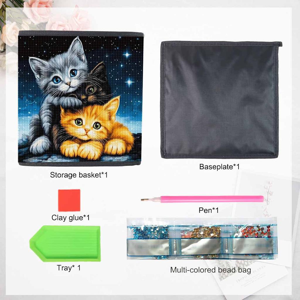 Three Kittens 5D Diamond Painting Storage Basket Full Round Drill Mosaic Diamond Embroidery Cross Stitch Kits Home Decor Home Decor
