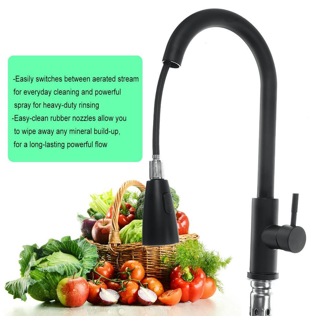 Pull Out Kitchen Faucets Handle 2 Water Mode Kitchen Tap Hole Handle 360 Degree Rotatory Water Mixer Tap Silver /Black New