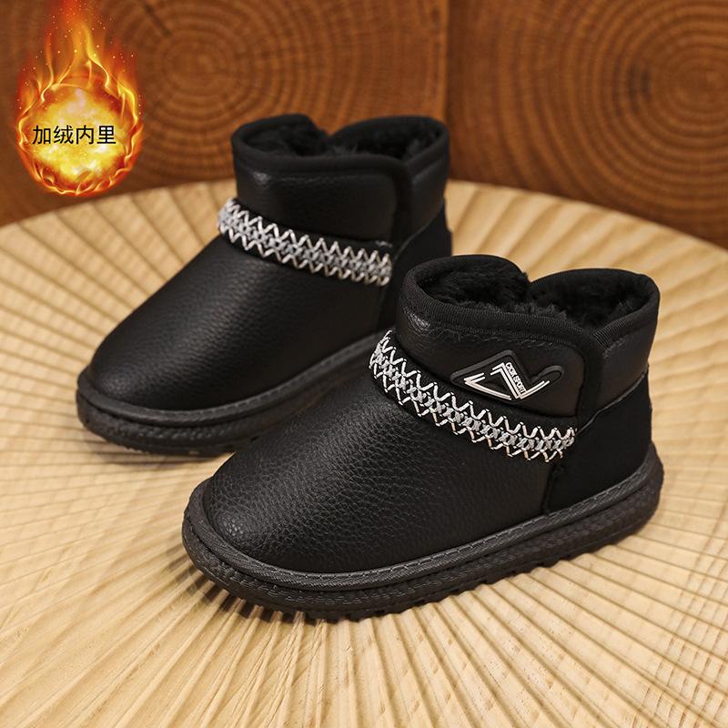 Girls' Baby Snow Boots Winter Velvet Thickened Warm Little Girl Cotton Shoes Korean Version Fashionable Versatile Lightweight Wool Boots