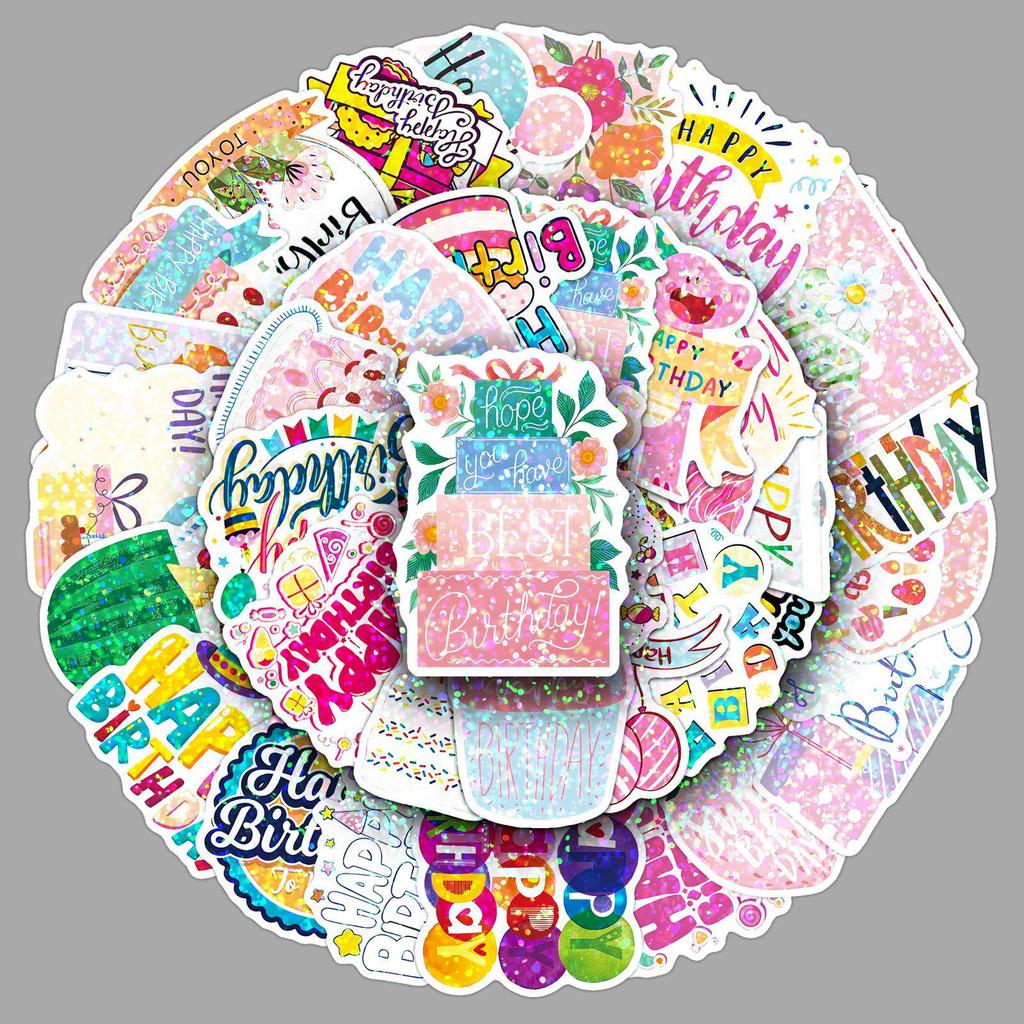 50 Laser Stickers: Girlish Heart Birthday Desktop & Journal Decorations