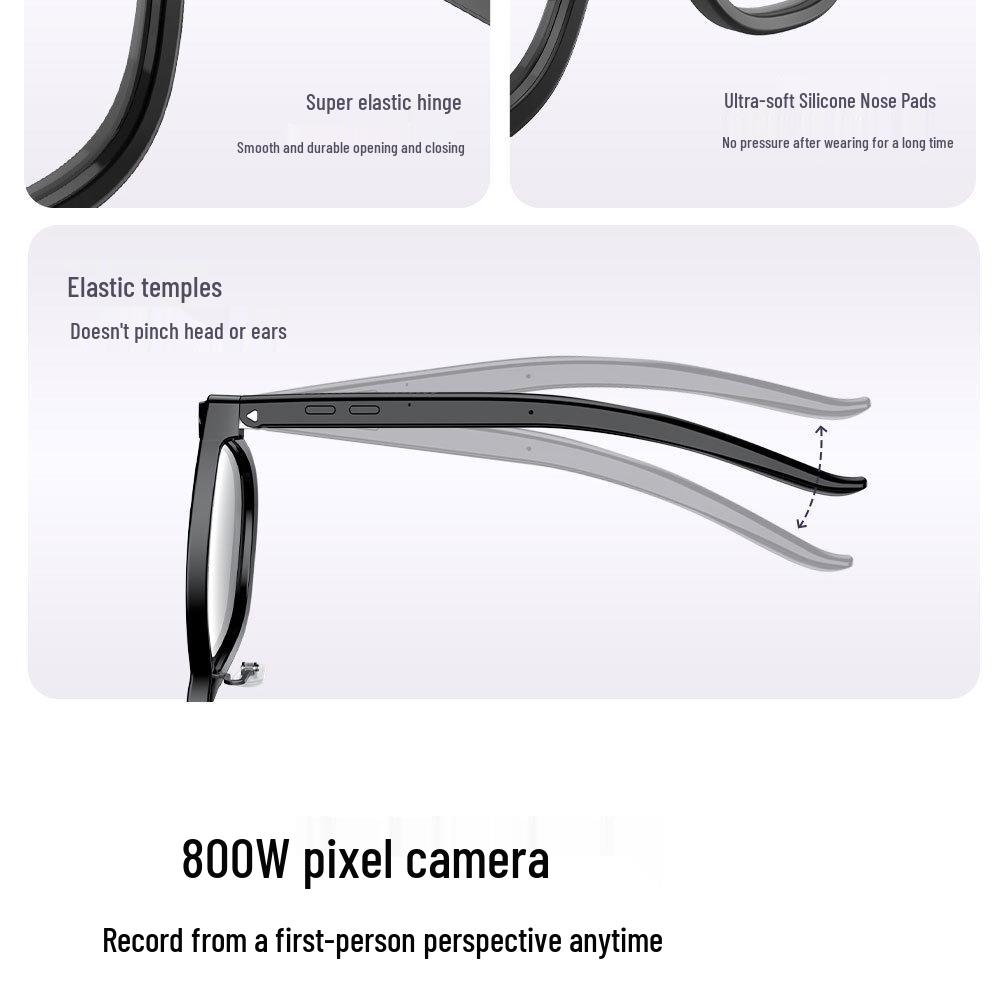 Smart AI Bluetooth Glasses: Camera, Photo Translation, Object Recognition, Calls & Music