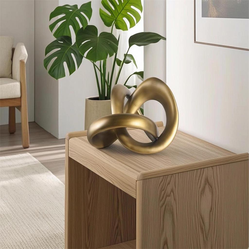 Tabletop Sculpture with Twisted Loop Gold Elegant
