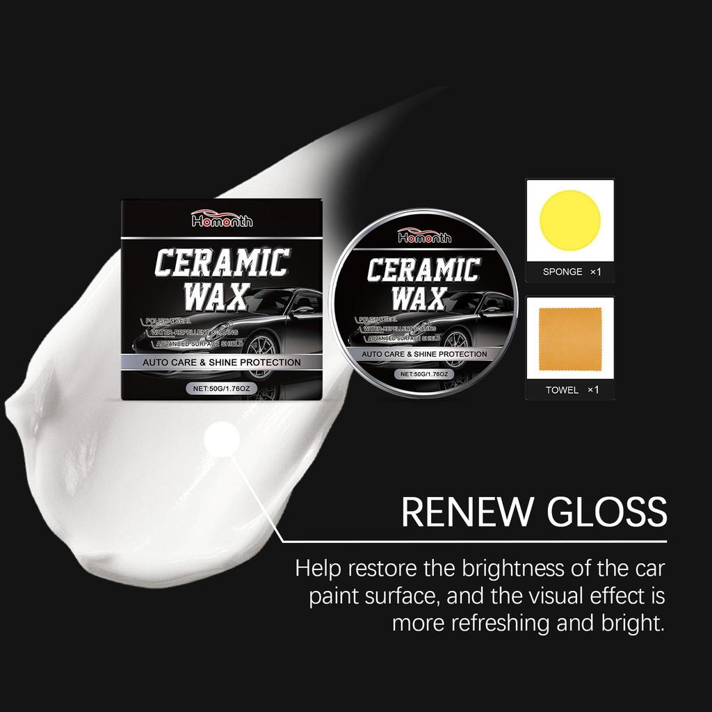 Homonth Car Care Wax Kit, Polishing and Repair, Anti-Stain Renovation, Convenient Wiping, Special Car Paint Surface Care, 1 set