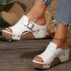 Fashion Outdoor Adjustable Strap Platform Sandals Women Summer Rivet Solid Wedges Women'sandals Slip-on Walking Sandles Woman