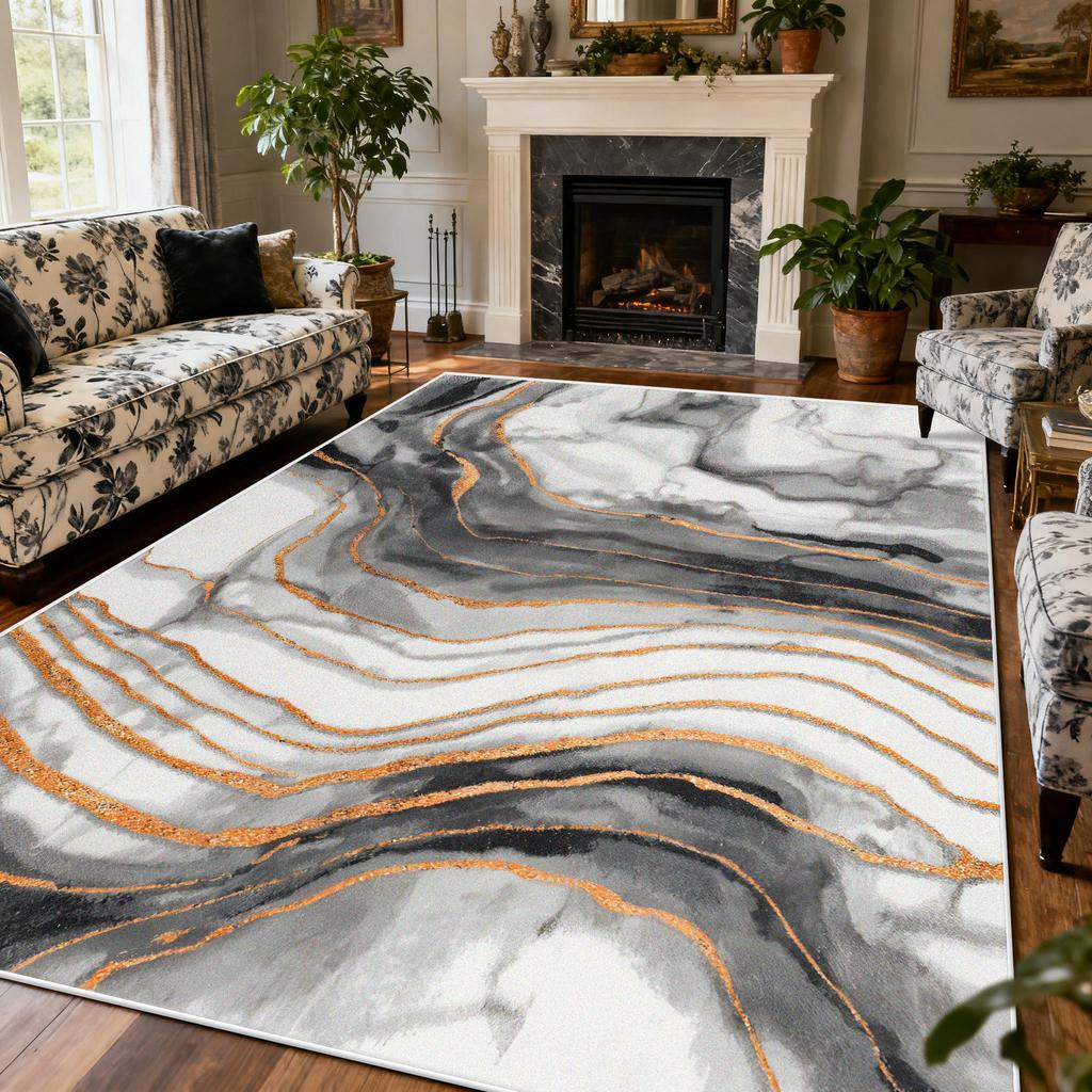 Light Luxury Marble Style Carpet Large Area Living Room Lounge Decoration Rug 200×300cm European Style Bedroom Soft Floor Mat