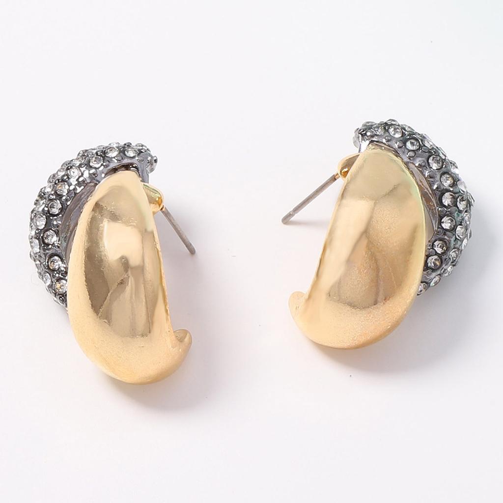 Cold Temperament, Advanced Sense, Water Drop-shaped Gold Contrasting Color Full Diamond Earrings, Simple Eye-catching Women's Earrings