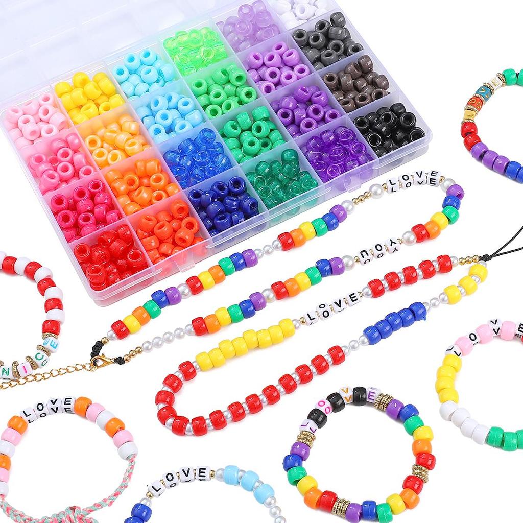 600Pcs Acrylic Beads For DIY Bracelet Necklace Jewelry Making Accessories