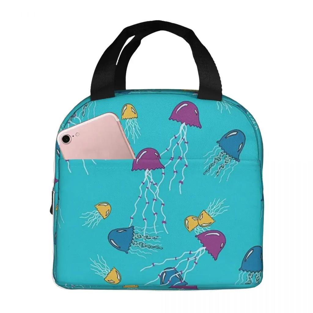 Jellyfish Pattern Elegant Marine Life Design Insulated Lunch Bag Cooler Thermal Food Box Tote Portable Lunch Boxes Container