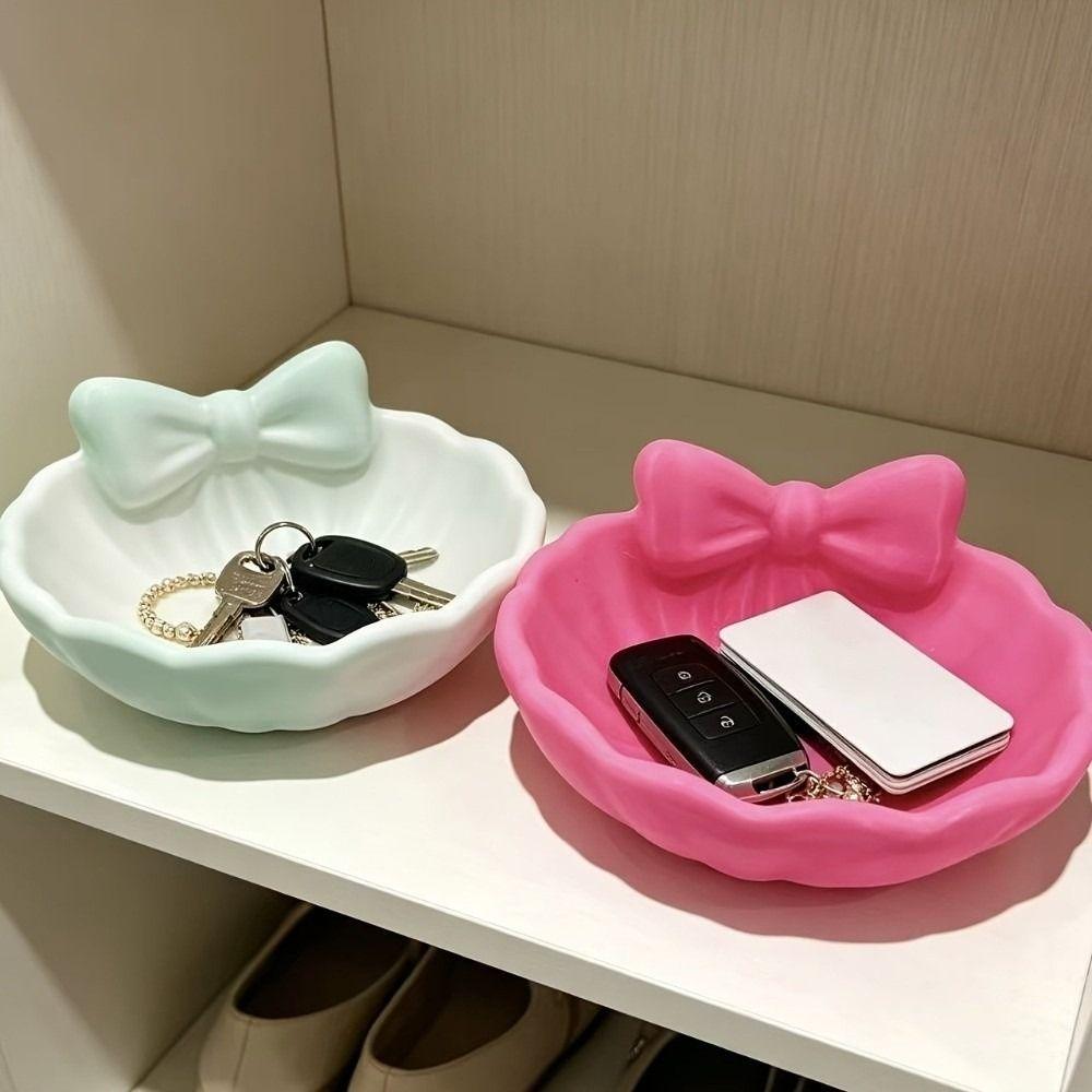 3D Printed 3D Printed Bow Storage Box Love Heart Shell Shape Desktop Organizer Bow Jewelry Tray Plastic Large Capacity