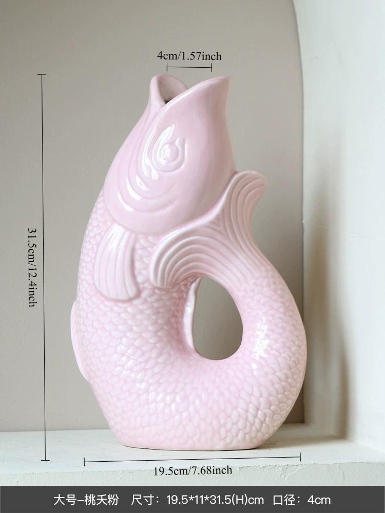 Creative Carp Ceramic Vase Plant Pots Table Decoration Ornaments Hydroponic Flower Arrangement Floral Vase Room Aesthetic Decor