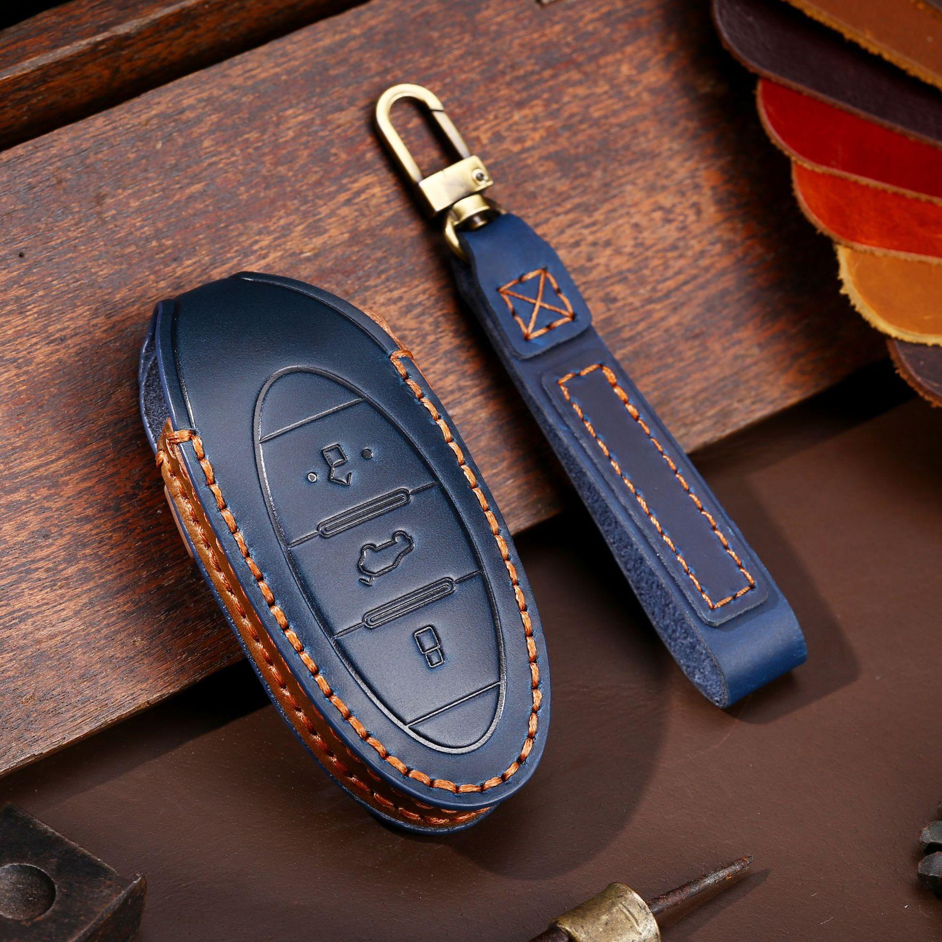 3 Bottons Leather Car Key Case Cover For Faw Bestune T77 T33 T99 T77Pro B70 Buckle T55