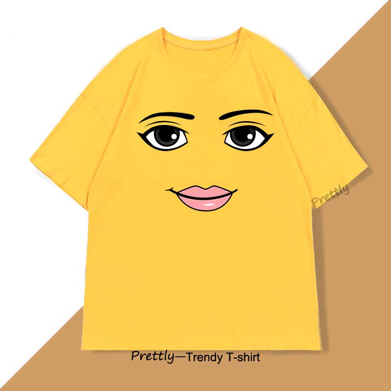 

Новинка Футболка с мемом из игры Robloxs с женским лицом для мужчин и женщин, хлопковая, с круглым вырезом, с коротким рукавом и принтом, мужская одежда, летний топ, футболка S