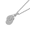 Pendente a Guanto da Pugilato Pieno di Zirconi Cubici Iced Out Design Hop Scatola Gioielli Collana Bling Catene alla Moda per Rapper e Pugili