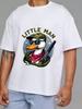 Cotton T Shirt White Duck with Hat and Gun Little Man Graphic Print Casual Wear for Men
