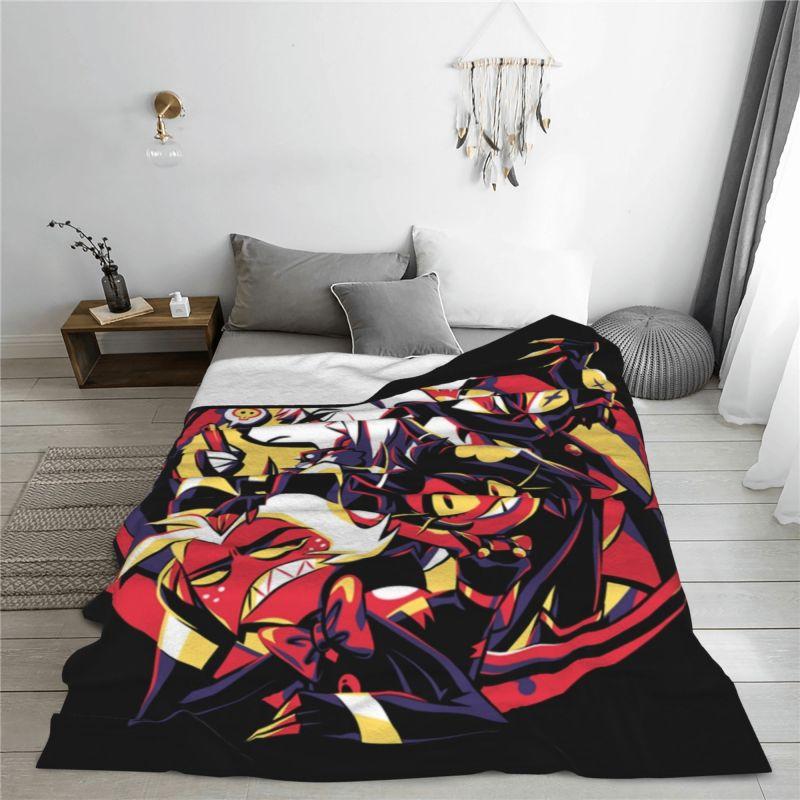 Custom Sofa Fleece Funny Cartoon Comics Tv Helluva Boss Throw Blanket Warm Flannel Blankets for Bed Car Couch Bedspreads
